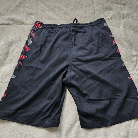 Red Camel Black and Red Plaid Hawaiian Print Lined Swim Trunks M - Picture 8 of 8